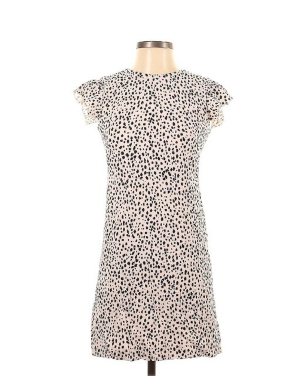 Rebecca Taylor Pink Dalmatian-Print Midi Dress with Flutter Sleeves
